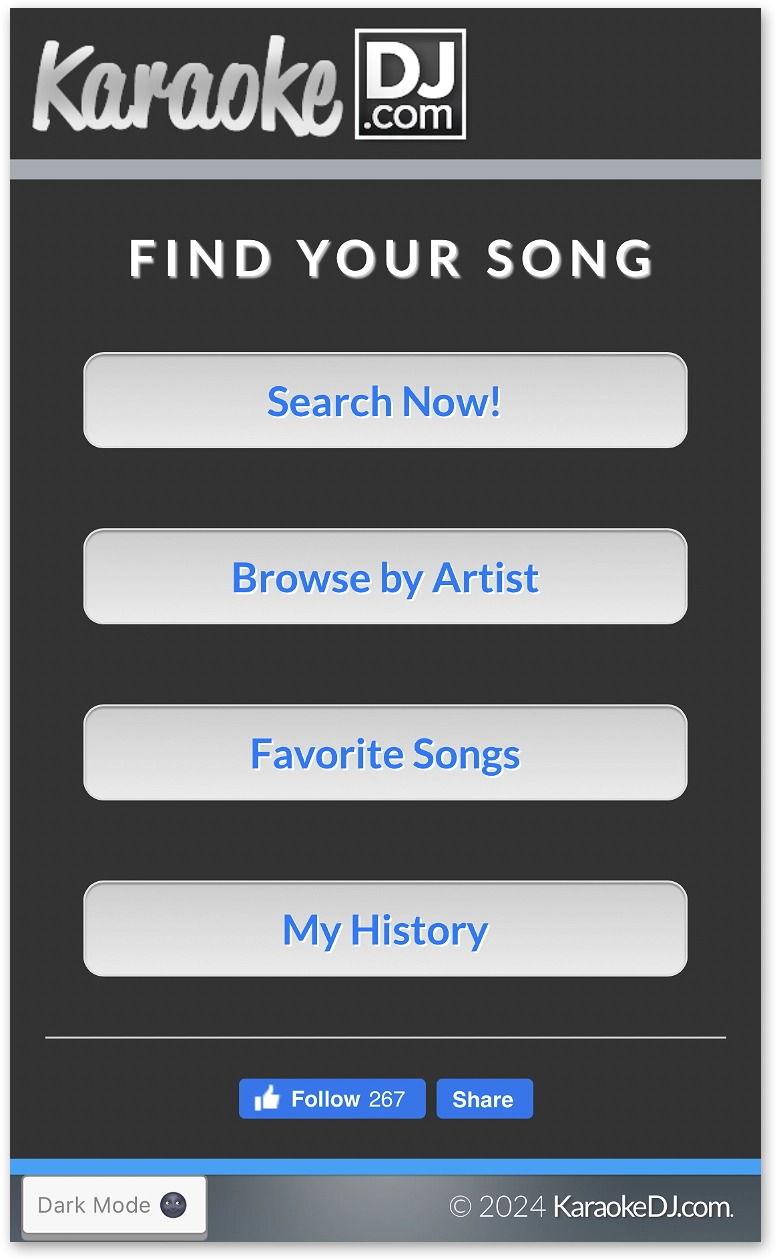 KaraokeDJ.com Dark Mode theme